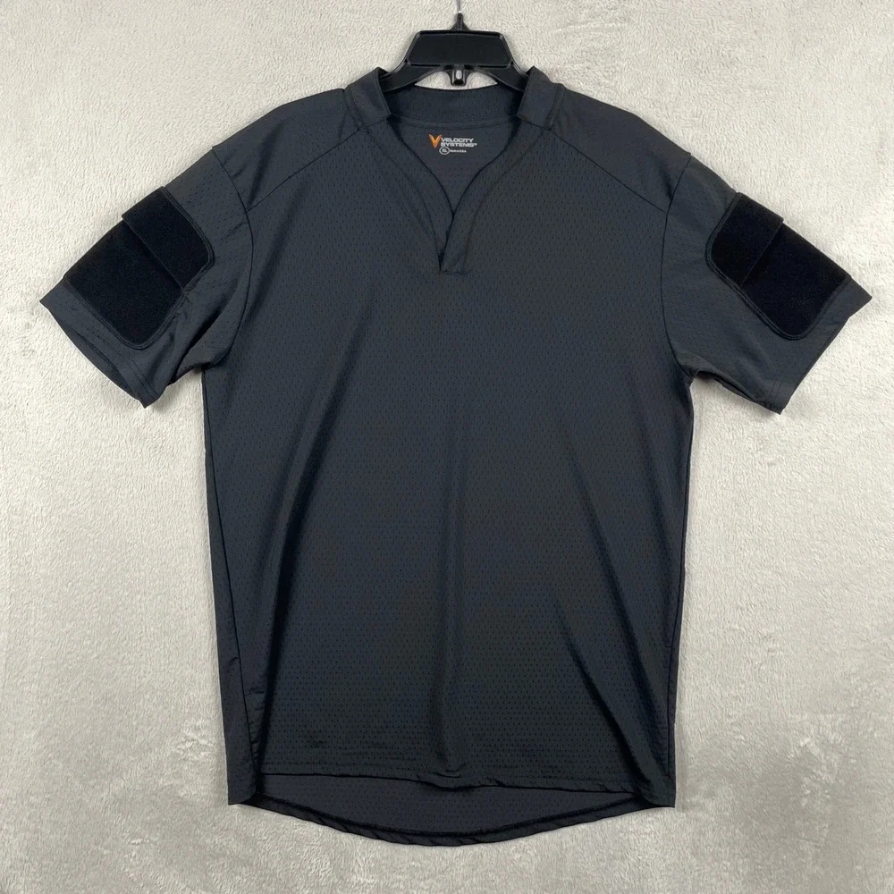 Velocity Systems Boss Rugby Shirt Mens XL Black Tactical Mesh Pocket Sleeve